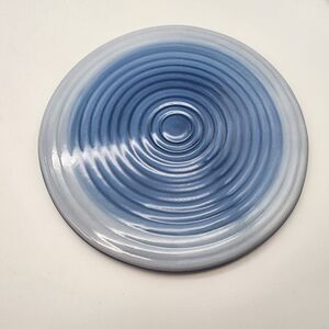 Hausenware Ceramic Blue Swirl Trivet 8" Round Footed Contemporary MCM Cottage